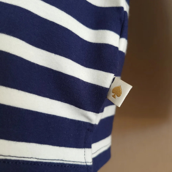 Kate Spade Nautical Bow Blue and White Long Sleeve Tee Striped Knit - Picture 6 of 8